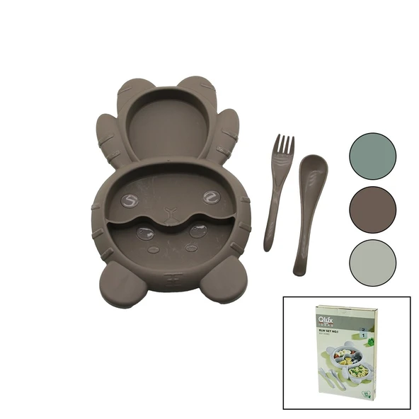 AYICIK MODEL=3 BÖLMELİ BEBEK BESLENME SETİ 3PCS=MAMA KABI-KAŞIK-ÇATAL 500ML RENKLİ PLST (5224) ürün görseli 1