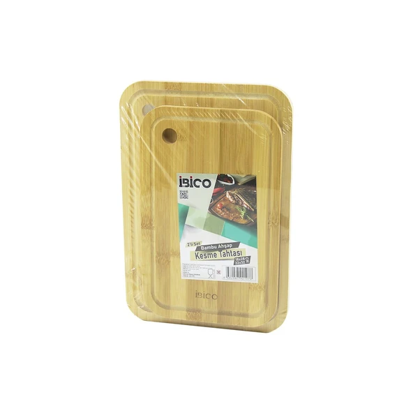 2PCS SETOVAL KENARLI - YUVARLAK DELİKLİ AHŞAP BAMBU KESİM PANOSU - KESME TAHTASI 18X28X1CM--22X32X1CM (5224) ürün görseli 1