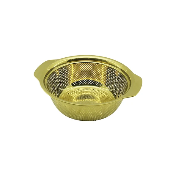23CM   GOLD  PASLANMAZ METAL  SEPET  SÜZGEÇ  KENDİNDEN KULPLU (5224) ürün görseli 1
