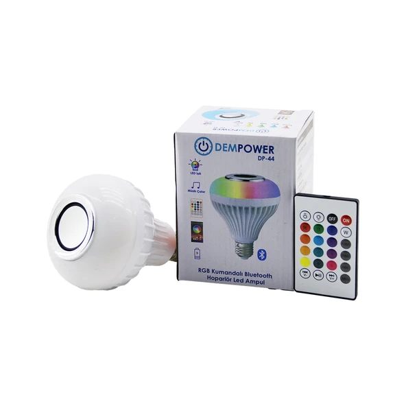 2IN1-KUMANDALI RGB LED AMPUL - BLUETOOTH HOPARLÖR MÜZİK ÇALAR LED-7W - HOPARLÖR-3W (5224) ürün görseli 1