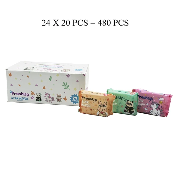 FRESHUP MİNİ 24X20PCS = 480 PCS CEP ISLAK MENDİL MİX (5224) ürün görseli 1