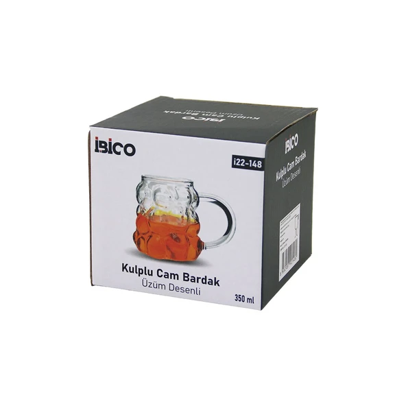 ÜZÜM - KABARCIKLI KULPLU CAM BARDAK TERMİSİL - ISIYA DAYANIKLI BOROSİLİKAT 350ML (5224) ürün görseli 1