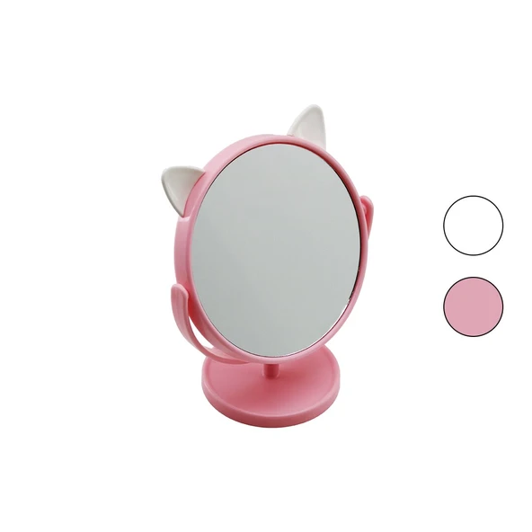 6 İNÇ  - 15CM - YUVARLAK KULAKLI RENKLİ PLASTİK MAKYAJ AYNASI AYAKLI (5224) ürün görseli 1