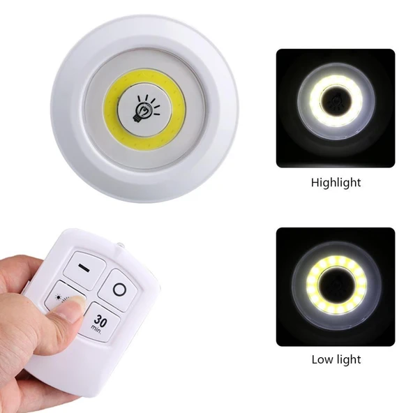Uzaktan Kumandalı Yapışkanlı 3’lü Led Spot Lamba (5224) ürün görseli 1