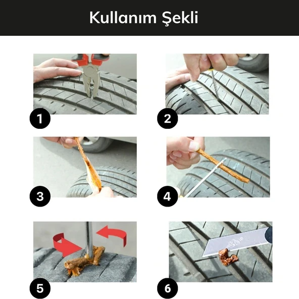 6 Parça Araba Motosiklet Otomobil Bisiklet Lastik Tamir Kiti Araç Bakım Seti (5224) ürün görseli 1