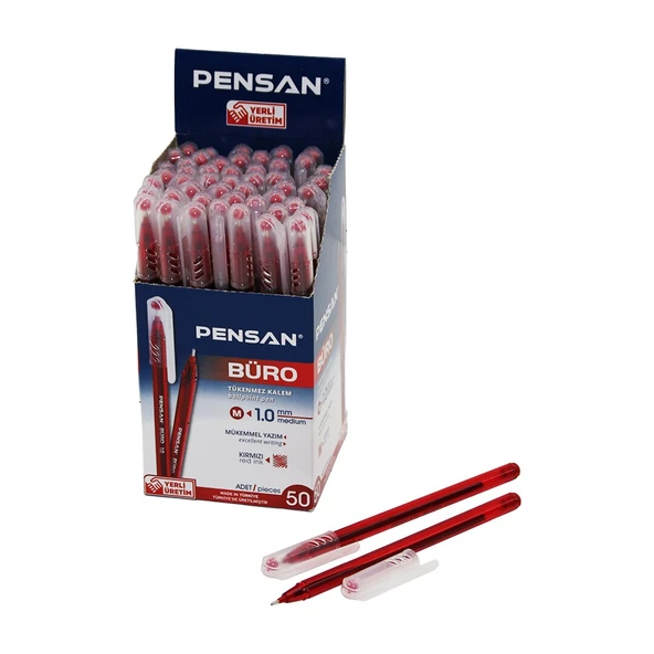 50 ADET PENSAN BÜRO KIRMIZI TÜKENMEZ KALEM M-MEDİUM - 1.0MM UÇ (5224) ürün görseli 1
