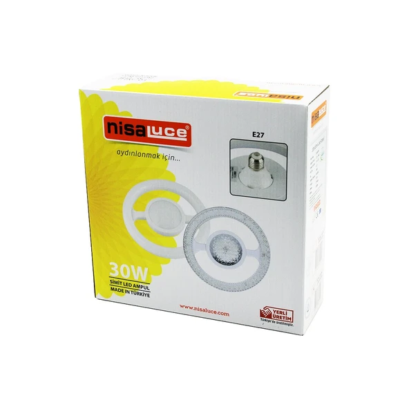 NİSALUCE EAMP-059/KB  MİKA KRİSTAL PLASTİK CAM   SİMİT MODEL  LED AMPUL  30W   E27   BEYAZ=6500K   2700 LUMEN (5224) ürün görseli 1