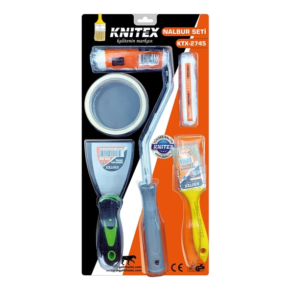 5PCS  BOYACI - NALBUR SET  SPATULA - KESTİRME FIRÇA - YEDEK RULO - BANT - 10CM FIRÇA (5224) ürün görseli 1