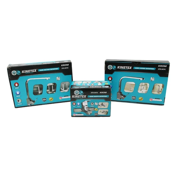 3LÜ KARE SET AÇ KAPA KROM BATARYA MUSLUK FİLTRELİ KARE BANYO+KARE EVYE MUTFAK+KARE LAVABO (5224) ürün görseli 1