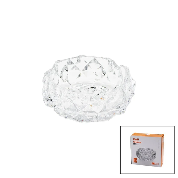 BÜYÜK CAM - DIAMOND KRİSTAL ŞEKİL YUVARLAK KÜLLÜK ÇAP: 12.8CM - D: 5.2CM (5224) ürün görseli 1