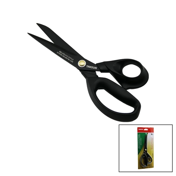 BREZİLYA STİLİ TERZİ MAKASI SİYAH - YAPIŞMAZ ERGONOMİK SAP GL-606 9 İNÇ 1/4 (5224) ürün görseli 1