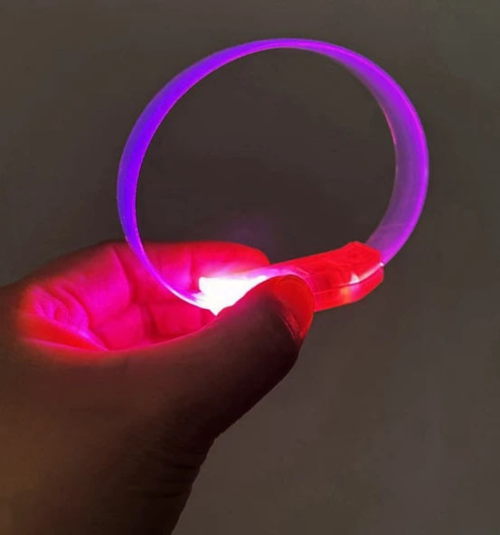 3 Modlu Pilli LED Işıklı Esnek Parti Bilekliği Pembe (5224) ürün görseli 1