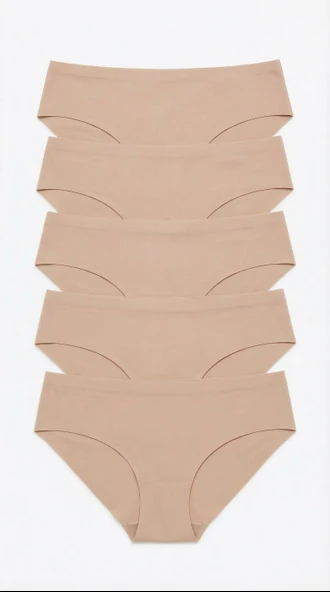 Kahve 5 Adet 1 Paket Klasik Basic Lazer Kesim Bikini Külot ürün görseli 1