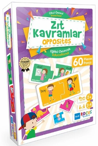 Blue Focus Zıt Kavramlar Opposites - Eğitici Oyunlar 60 Parça ürün görseli 1
