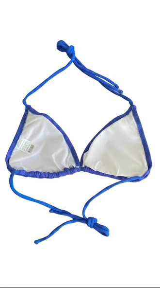 Mavi Üçgen Ince Ip Bağlamalı Bikini Üstü - Resim 2