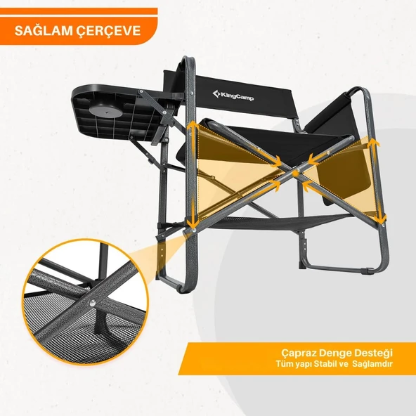 Kingcamp Ash Compact Katlanır Kamp Sandalyesi Black - Resim 5