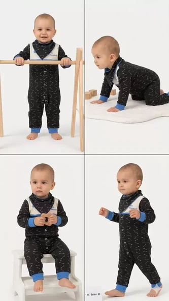 3/12 Ay Fularlı Bebek Tulumu ürün görseli 1