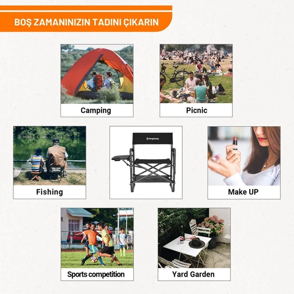 Kingcamp Ash Compact Katlanır Kamp Sandalyesi Black - Resim 7