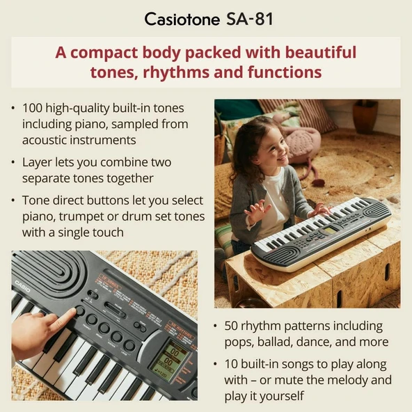Casio Sa-81 Mini Klavye, 44 Mini Tuşlu, Siyah - Resim 6