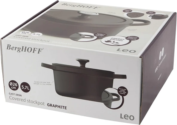 Berghoff Graphite Döküm Demir Tencere 26 Cm - Resim 7