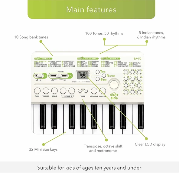 Casio Sa-50 32 Tuşlu Org (Beyaz) - Resim 3