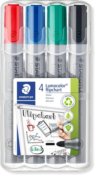 Staedtler 356 Wp4 Lumocolor Flipchart Markör Yuvarlak Uçlu 4'Lü ürün görseli 1