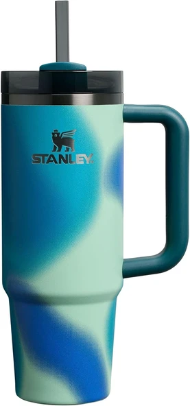 Stanley Quencher Pipetli Termos Bardak, Turkuaz Desenli (Coastal Teal), 0.89 Litre ürün görseli 1
