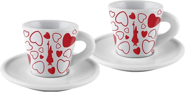 Bialetti Porselen Kahve Kupası 2'Li Set Kalpli ürün görseli 1