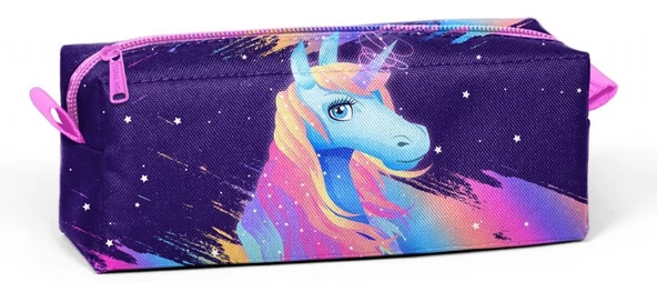 Coral High Tek Gözlü Mor Unicorn Desenli Kalem Çantası - Kız ürün görseli 1