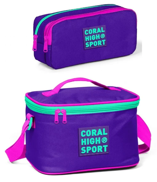 Coral High Sport Mor Beslenme ve Kalem Çantası Okul Seti ürün görseli 1