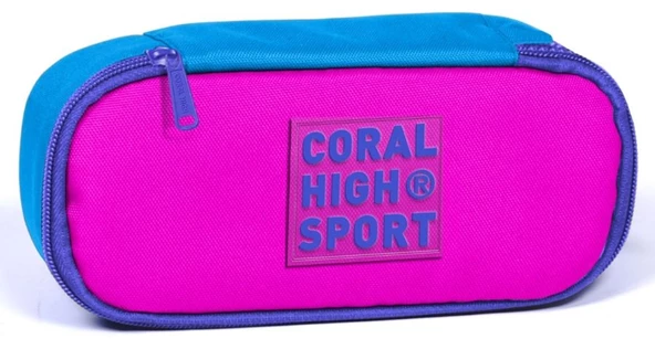 Coral High Sport Pembe Mavi İç Bölmeli Oval Kalem Çantası ürün görseli 1