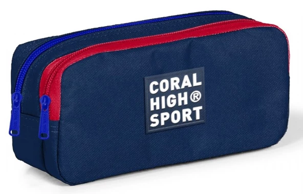 Coral High Sport İki Gözlü Lacivert Kırmızı Kalem Çantası ürün görseli 1