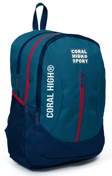 Coral High Sport Nefti Lacivert Okul ve Günlük Sırt Çantası - Dört Gözlü - USB ve AUX Soketli ürün görseli 1