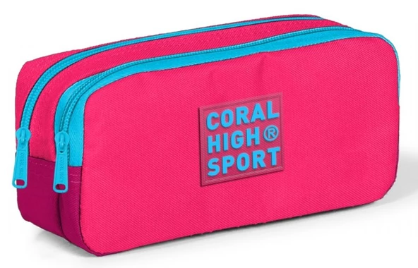 Coral High Sport Pembe-Kırmızı-Mavi Kalem Çantası - İki Gözlü ürün görseli 1