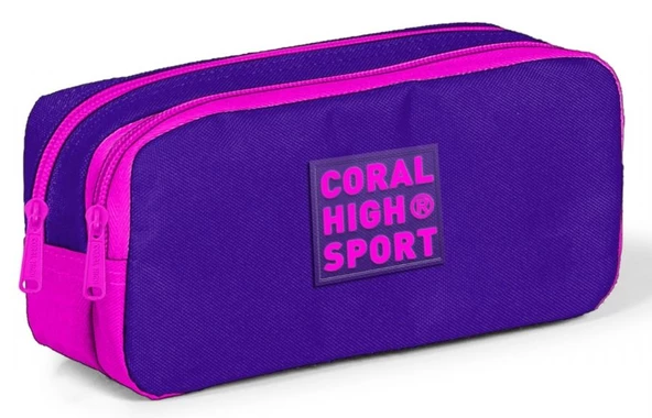 Coral High Sport İki Gözlü Mor Pembe Kalem Çantası ürün görseli 1