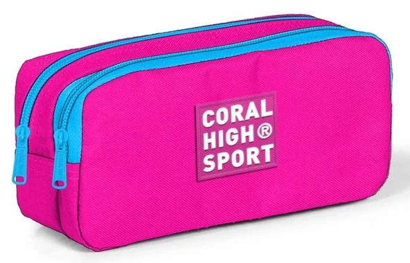 Coral High Sport İki Gözlü Neon Pembe Kalem Çantası ürün görseli 1