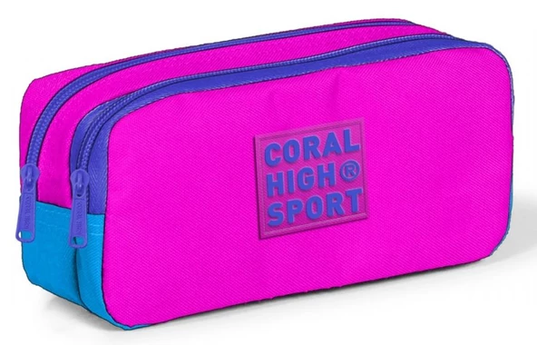Coral High Sport İki Gözlü Pembe Mavi Kalem Çantası ürün görseli 1