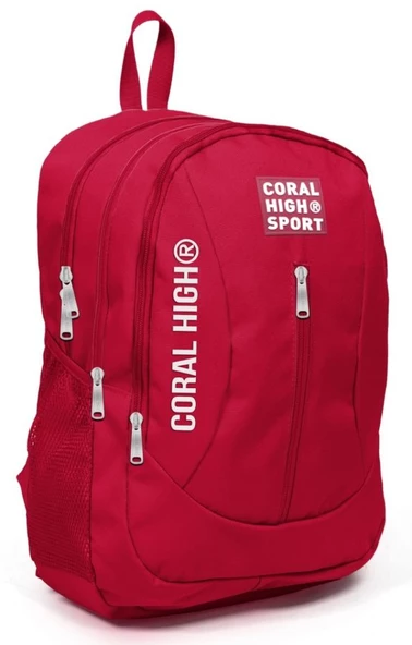 Coral High Sport Kırmızı Okul ve Günlük Sırt Çantası - Dört Gözlü - USB ve AUX Soketli ürün görseli 1
