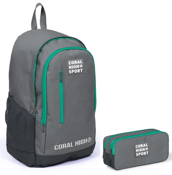 Coral High Sport Açık Gri Okul Çantası ve Kalemlik Seti - Ortaokul ve Lise ürün görseli 1
