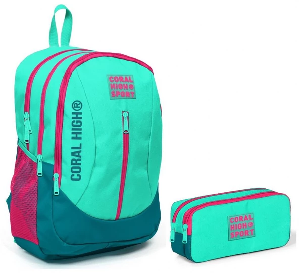 Coral High Sport Su Yeşili Okul Çantası ve Kalemlik Seti ürün görseli 1