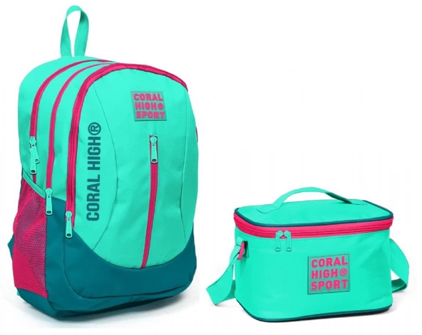 Coral High Sport Su Yeşili Okul Sırt Çantası ve Beslenme Seti ürün görseli 1