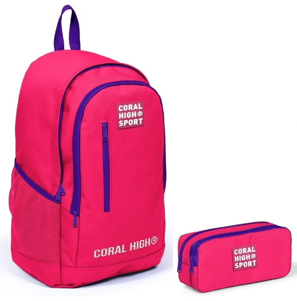 Coral High Sport Neon Mercan Okul Çantası ve Kalemlik Seti - Ortaokul ve Lise ürün görseli 1