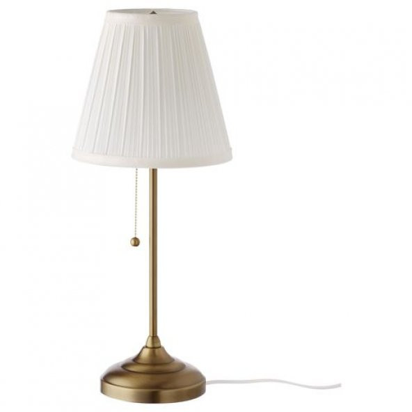 Abajur, Beyaz-Pirinç Rengi Masa Lambası 55 cm 75 W ürün görseli 1