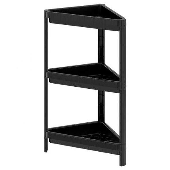 Banyo Raf Ünitesi Üçgen Raf IKEA Siyah Pratik Raf Ünitesi 33x33x71 cm ürün görseli 1