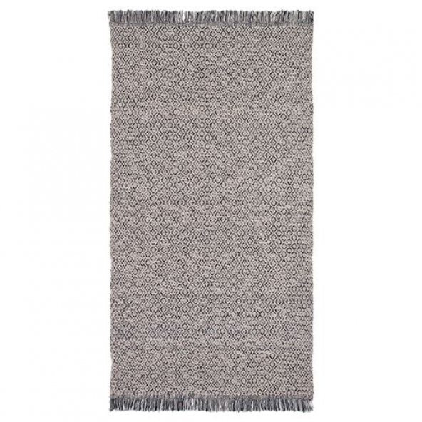 Kilim ,Halı, Siyah-Natürel 80x150 cm Yıkanır Halı %100 pamuk ürün görseli 1