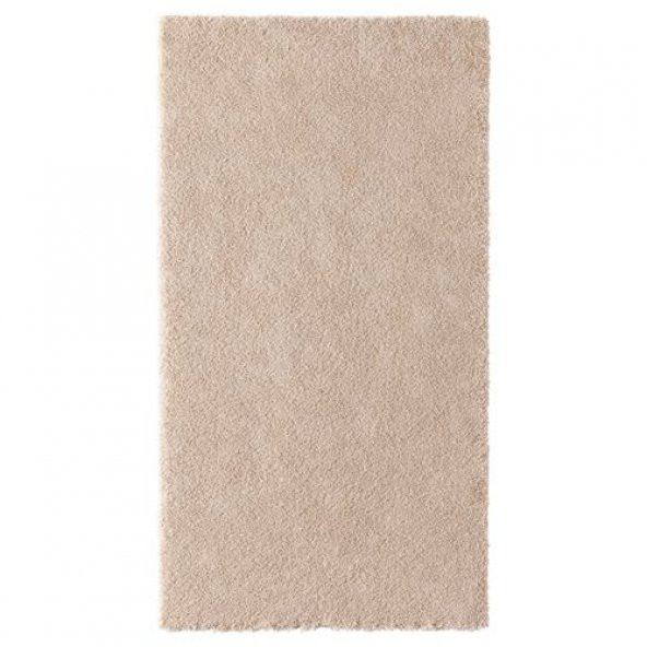 Halı 80x150 Cm Kırık Beyaz-Bej Renk Parlak Tüyler Yıkanmaz Modern Halı ürün görseli 1