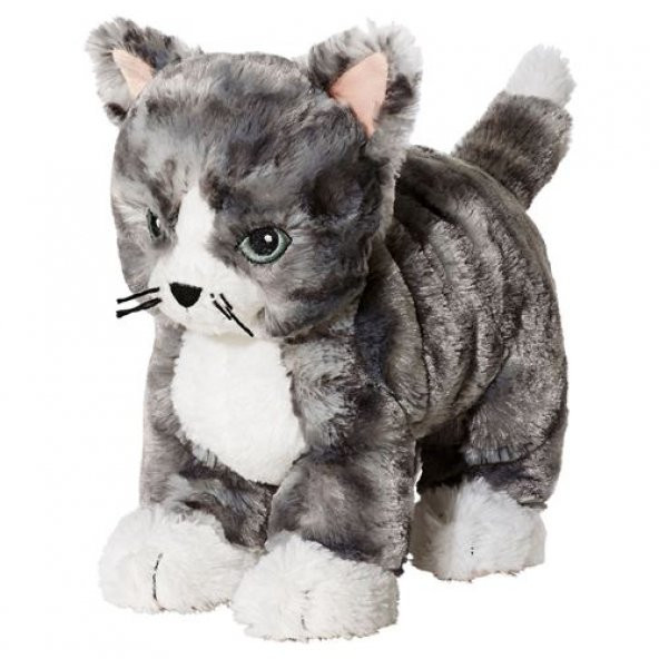 Peluş Kedi Yumuşak Oyuncak, Gri-Beyaz MeridyenDukkan Oyuncak Kedi ürün görseli 1