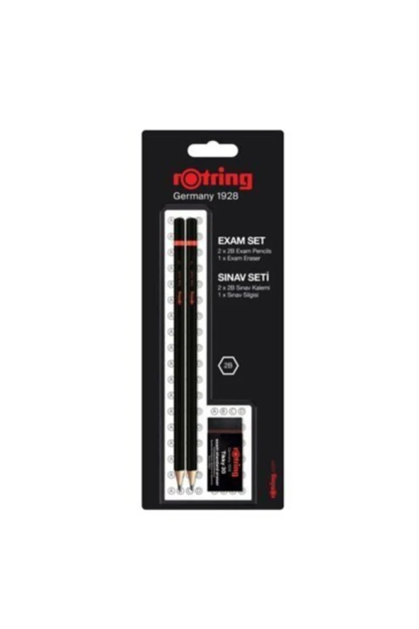 Rotring Sınav Kalemi 2B + Silgi + Kalemtraş 2 Li Sınav Seti ürün görseli 1
