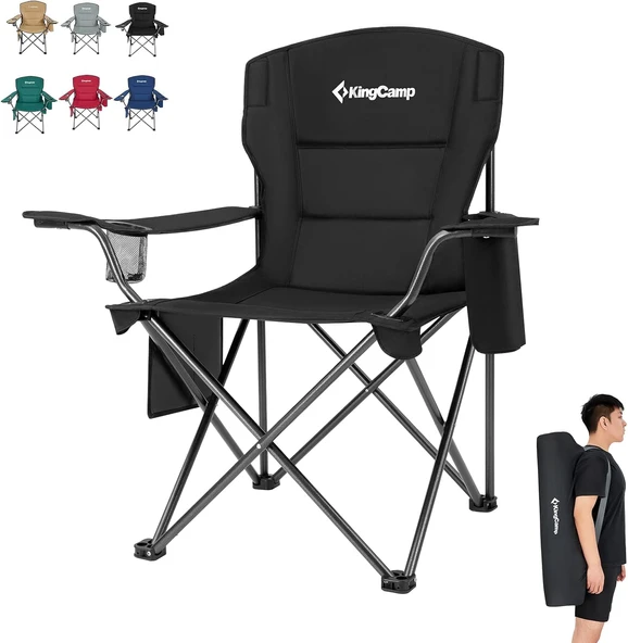 Kingcamp Lotus Xl Cool Ice Ultra Konforlu & Takviyeli Kamp Sandalyesi Black ürün görseli 1
