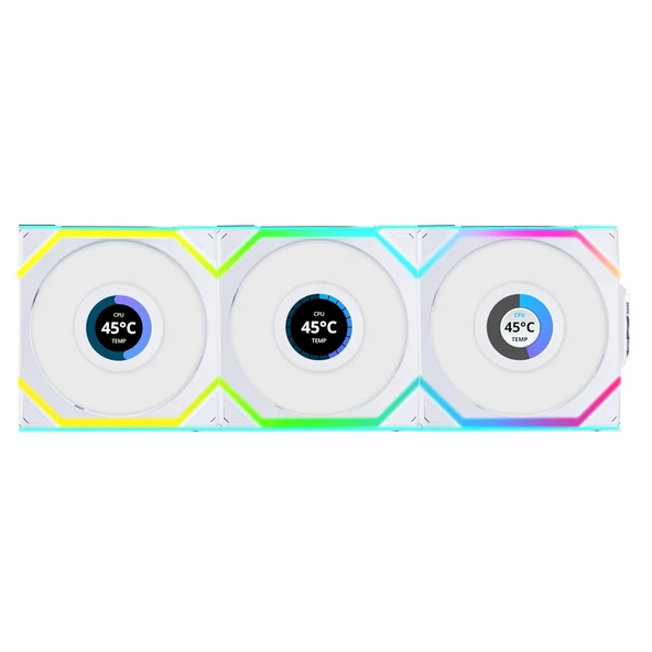 Lian Li Uni Fan Reverse Sl Wireless Lcd 3X120Mm Beyaz Kasa Fanı (G99.12Rsllcd1W3W.00) ürün görseli 1